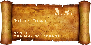 Mellik Anton névjegykártya